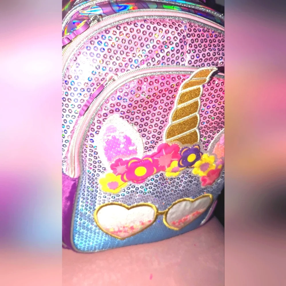 Girly girls glittery and shiny Unicorn backpack
